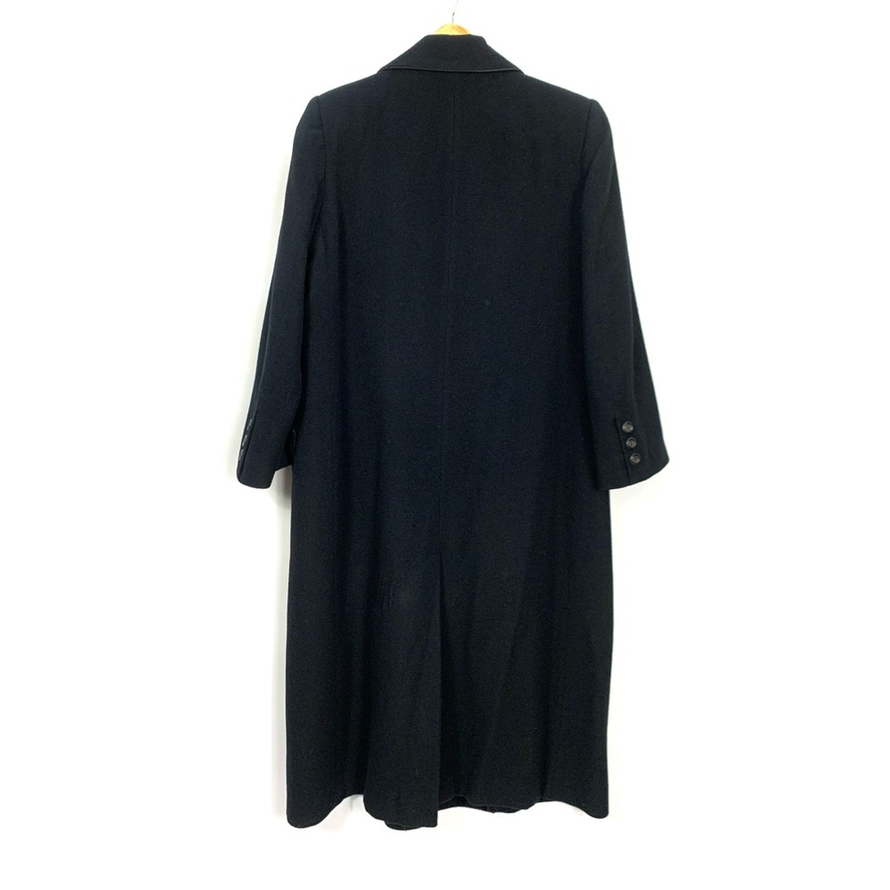 Camel Hair Black Double Breasted Trench Full Length Pea Coat - Picture 3 of 16